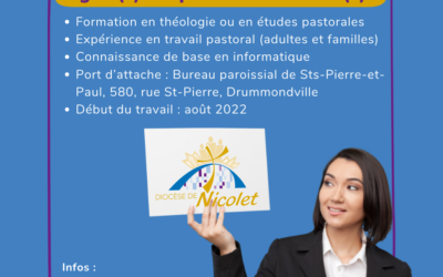 Poste ouvert d’agent.e de pastorale (Drummondville)